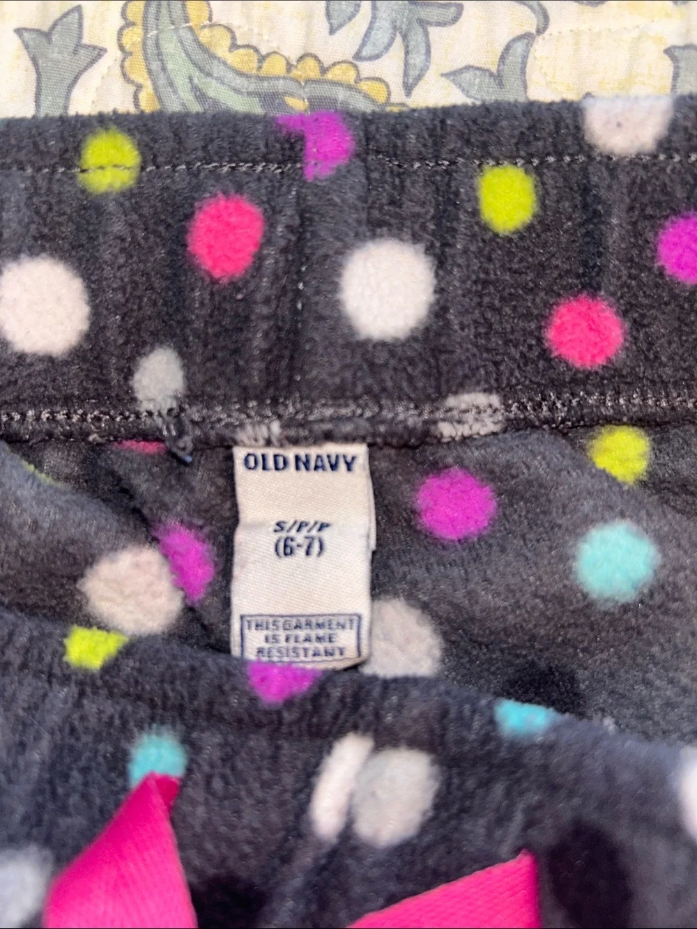 The Children's Place & Old Navy Girls Fleece Pajama Bottoms -Pink & Polka Dot
